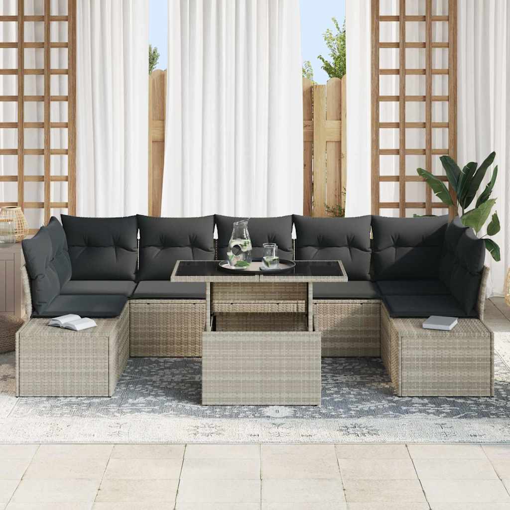 Garten-Sofa-Set 8 pcs Hellgrau und Dunkelgrau 100 x 55 x 73 cm